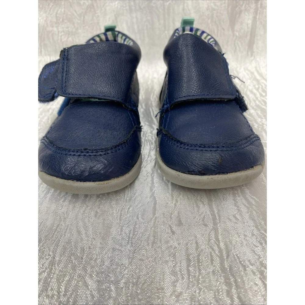 Carters Crawl Baby Hi Top Sneaker Leather Hook & Loop Navy Size 6c flex sole